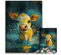 Puzzle da 1000 pezzi per adulti, simpatico puzzle impossibile raffigurante una mucca gialla, perfetto come regalo di compleanno, Natale e Halloween, 26X38CM/10,23x14,96 pollici.