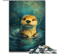 Puzzle da 1000 pezzi per adulti.simpatico puzzle impossibile raffigurante una piccola lontra gialla.26x38cm.per adolescenti e famiglie.perfetto come decorazione fai da te e sfida per il cervello.