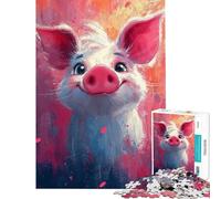 Puzzle da 1000 pezzi per adulti simpatico ritratto di maialino puzzle per adolescenti gioco divertente assemblaggio di modelli compleanno e Natale (dimensioni 50x75cm)