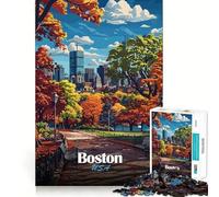 Puzzle da 1000 pezzi per adulti,skyline di Boston in autunno,gioco di incastro preciso,gioco di concentrazione,regalo,divertimento facile,Natale,decorazione artistica (38x26cm)