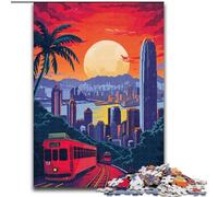 Puzzle da 1000 pezzi per adulti Skyline di Hong Kong Tram Antistress Sfida difficile Ogni pezzo è unico - Gioco divertente e stimolante per tutta la famiglia (50x75cm) 1000 pezzi