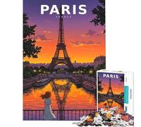 Puzzle da 1000 pezzi per adulti skyline di Parigi in stile anime vintage con Torre Eiffel Puzzle educativo da 1000 pezzi decorazione perfetta gioco stimolante e divertimento per tutta la famiglia