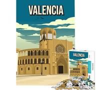 Puzzle da 1000 pezzi per adulti skyline di Valencia paesaggio urbano arte di viaggio gioco educativo sfida gioco rilassante divertente e idee regalo (dimensioni 75x50cm)