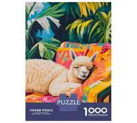 Puzzle Da 1000 Pezzi Per Adulti Sleeping Alpaca in Tropical Paradise Puzzle Per Adulti Giochi Per Famiglie Vacanza A Casa Passatempo Regalo Di Compleanno, Regali, 38x26cm/1000pcs