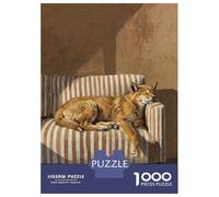 Puzzle Da 1000 Pezzi Per Adulti Sleeping Dog on Striped Couch Puzzle Per Adulti Giochi Rilassanti Migliorano La Memoria Riduzione Dello Stress Regali 70x50cm/1000pcs