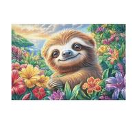 Puzzle Da 1000 Pezzi Per Adulti Sloth Flower Garden 75x50cm Adatto Ai Bambini Ottimo Per Interazione Genitori-Figli Migliora Concentrazione Dei Bambini