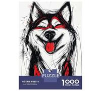 Puzzle Da 1000 Pezzi Per Adulti Smiling Husky Dog Art Puzzle Per Adulti Gioco Rompicapo Assemblaggio Di Modelli Difficile E Impegnativo 38x26cm/1000pcs