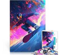 Puzzle da 1000 pezzi per adulti Snowboarder in neon glow per il giocattolo di sfida del gioco educativo Lista dei desideri con Babbo Natale 52x38cm