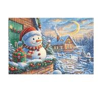 Puzzle Da 1000 Pezzi Per Adulti Snowman Christmas Cottage Snowy 75x50cm Regalo Di Compleanno Per Adolescenti Adulti Hobby Divertente Perfetto Per Tempo Libero Esercizio
