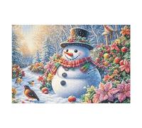 Puzzle Da 1000 Pezzi Per Adulti Snowman Christmas Snowy 75x50cm Alto Livello Di Difficoltà Stimolante Ottimo Per Giocatori Avanzati Forte Senso Di Realizzazione