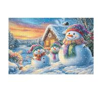 Puzzle Da 1000 Pezzi Per Adulti Snowman Christmas Snowy 75x50cm Livello Esperto Per Giocatori Avanzati Divertimento Stimolante Ottimo Per Appassionati Di Puzzle