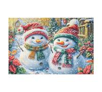 Puzzle Da 1000 Pezzi Per Adulti Snowman Christmas Snowy Town 75x50cm Livello Esperto Per Giocatori Avanzati Divertimento Stimolante Ottimo Per Appassionati Di Puzzle