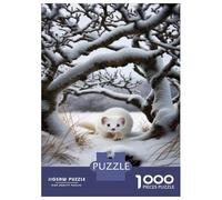 Puzzle Da 1000 Pezzi Per Adulti Snowy Winter Landscape with White Weasel Puzzle Per Adulti Gioco Per Famiglie Taglio Di Precisione Per Compleanno, Natale 52x38cm/1000pcs
