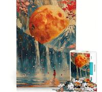 Puzzle da 1000 pezzi per adulti, Sogno di una cascata di luna di sangue, gioco rompicapo, difficile, per migliorare l'amore tra le coppie 38x26cm