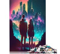 Puzzle da 1000 pezzi per adulti, Sogno notturno al neon per due, puzzle da 1000 pezzi per adulti, gioco difficile e impegnativo (75x50 cm)