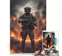 Puzzle da 1000 pezzi per adulti soldato in città in fiamme gioco rilassante difficile e stimolante compleanno 50x75cm