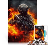 Puzzle da 1000 pezzi per adulti Soldato in fiamme Fatto di cartone Adatto a partire dai 14 anni gioco educativo di apprendimento Migliorare l'amore tra le coppie misurare:26x38cm