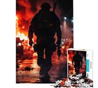 Puzzle da 1000 pezzi per adulti soldato in zona di guerra gioco intellettuale rompicapo analisi e logica regalo per donne e uomini (dimensioni 75x50cm)