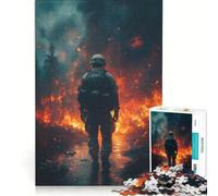 Puzzle da 1000 pezzi per adulti Soldato nella tempesta di fuoco Gioco per famiglie Divertimento a casa Regalo di compleanno Regalo 38x52cm