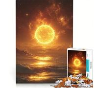 Puzzle da 1000 pezzi per adulti, Sole dorato sulle onde dell'oceano, gioco per famiglie, rilassante e stimolante per la mente, collezione d'artista, belle arti 50x75cm