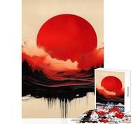 Puzzle da 1000 pezzi per adulti sole rosso su città nera decorazione per la casa giocattoli opere d'arte regalo gioco educativo attività divertenti a casa dimensioni 50x75cm