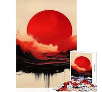 Puzzle da 1000 pezzi per adulti sole rosso su città nera decorazione per la casa giocattoli regalo divertente gioco pratico stimolante intellettuale dimensioni 38x26cm
