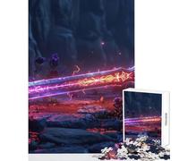 Puzzle da 1000 pezzi per adulti Spada magica con giocattoli antistress rosso neon Ottimi regali e giocattoli Gioco educativo Interessante riduzione dello stress Dimensioni 38x52cm