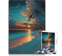 Puzzle da 1000 pezzi per adulti, spiaggia al tramonto color turchese, gioco educativo e divertente, regalo perfetto e premuroso per ogni occasione, dimensioni 38x52cm