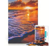 Puzzle da 1000 pezzi per adulti,spiaggia al tramonto con onde,gioco di precisione,divertente e intelligente,regalo per momenti di pace,decorazione per compleanno (38x52cm)