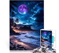 Puzzle da 1000 pezzi per adulti Spiaggia di notte Fatto di legno per età pari o superiore a 14 anni Antistress Vacanza a casa Uccidere il tempo Regalo divertente per la famiglia misurare:50x75cm