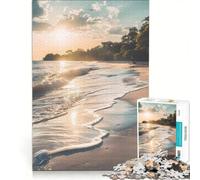 Puzzle da 1000 pezzi per adulti, Spiaggia dorata all'alba, gioco rilassante, taglio di precisione, adatto per la decorazione della scrivania 50x75cm