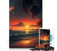 Puzzle da 1000 pezzi per adulti,spiaggia e tramonto,con intagli precisi,gioco creativo per lo sviluppo delle capacità,ideale per il tempo libero e come regalo di Natale rilassante (50x75cm)
