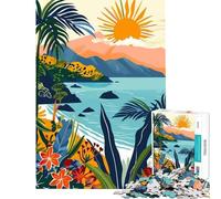 Puzzle da 1000 pezzi per adulti spiaggia tropicale tramonto isole Eolie Italia Giochi rilassanti educativi stimolanti ideali come sfida o regalo di Babbo Natale segreto per analisi e logica (50x75cm)
