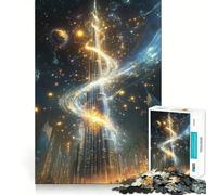 Puzzle da 1000 pezzi per adulti "Spirale Celeste Paesaggio Notturno Mistico del Burj Khalifa" con intagli precisi,sfida per la mente,divertente gioco per il tempo libero,regalo di compleanno (50x75cm)
