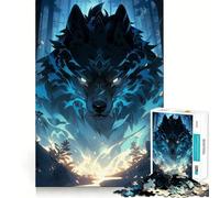 Puzzle da 1000 pezzi per adulti,spirito del lupo blu,taglio preciso,divertente,gioco di logica e pensiero,svago,scena natalizia 38x52cm