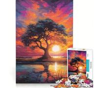 Puzzle da 1000 pezzi per adulti, splendido albero al tramonto, gioco rompicapo, difficile, per rafforzare l'amore tra le coppie 38x52cm
