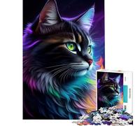 Puzzle da 1000 pezzi per adulti splendido gatto nero fantasy gioco intellettuale rompicapo analisi e logica regalo per donne e uomini (dimensioni 38x26cm)