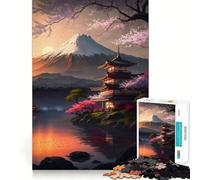 Puzzle da 1000 pezzi per adulti,splendido tramonto giapponese,con intagli precisi,gioco creativo per lo sviluppo delle capacità,ideale per il tempo libero e come regalo di Natale rilassante (38x26cm)