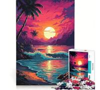 Puzzle da 1000 pezzi per adulti, splendido tramonto sulla spiaggia, giocattolo fai-da-te, interazione genitore-figlio, collezione d'artista, belle arti 38x52cm