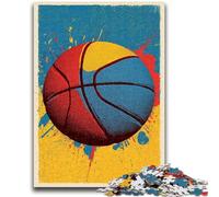 Puzzle da 1000 pezzi per adulti, sport di basket difficili e stimolanti, con poster abbinato e foglio di quiz per età 14 anni, 50x75cm