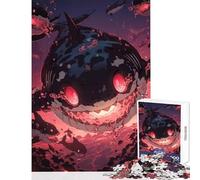 Puzzle da 1000 pezzi per adulti squali con occhi rossi luminosi decorazione per la casa giocattoli opere d'arte regalo gioco educativo difficile e impegnativo dimensioni 38x26cm
