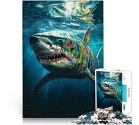 Puzzle da 1000 pezzi per adulti Squalo dei graffiti per il giocattolo di sfida del gioco educativo Migliorare l'amore tra le coppie 52x38cm