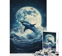 Puzzle da 1000 pezzi per adulti Squalo nella luna Giocattolo Decorazione da parete Opera d'arte Regalo per gioco educativo Collezione di artisti Belle arti Dimensioni 38x52cm