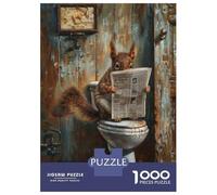 Puzzle Da 1000 Pezzi Per Adulti Squirrel Reading Newspaper Puzzle Per Adulti Giocattoli Antistress Sfida Difficile Compleanno E Altri Eventi 70x50cm/1000pcs