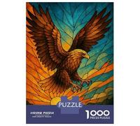 Puzzle Da 1000 Pezzi Per Adulti Stained Glass Eagle Soaring at Sunset Puzzle Gioco Rompicapo Decorazione Per La Casa Regali Unici Per Compleanno E Natale 52x38cm/1000pcs