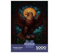 Puzzle Da 1000 Pezzi Per Adulti Stained Glass Eagle with Sun Puzzle Per Adulti Giochi Per Famiglie Decorazione Murale Antistress Regali 70x50cm/1000pcs