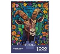 Puzzle Da 1000 Pezzi Per Adulti Stained Glass Goat Puzzle Per Adulti Gioco Rompicapo Difficile Sfida Educativa Difficile 38x26cm/1000pcs