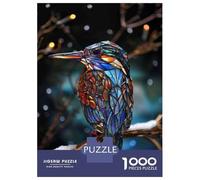 Puzzle Da 1000 Pezzi Per Adulti Stained Glass Kingfisher Bird Art Puzzle Per Adulti Gioco Pratico Decorazione Da Parete Ottimo Regalo Per I Giocatori 70x50cm/1000pcs