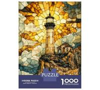 Puzzle Da 1000 Pezzi Per Adulti Stained Glass Lighthouse Puzzle Gioco Rompicapo Decorazione Per La Casa Regali Unici Per Compleanno E Natale 70x50cm/1000pcs