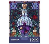 Puzzle Da 1000 Pezzi Per Adulti Stained Glass Potion Bottle with Flowers Puzzle Giochi Rilassanti Taglio Di Precisione Regali Unici Per Compleanni E Occasioni Speciali 38x26cm/1000pcs